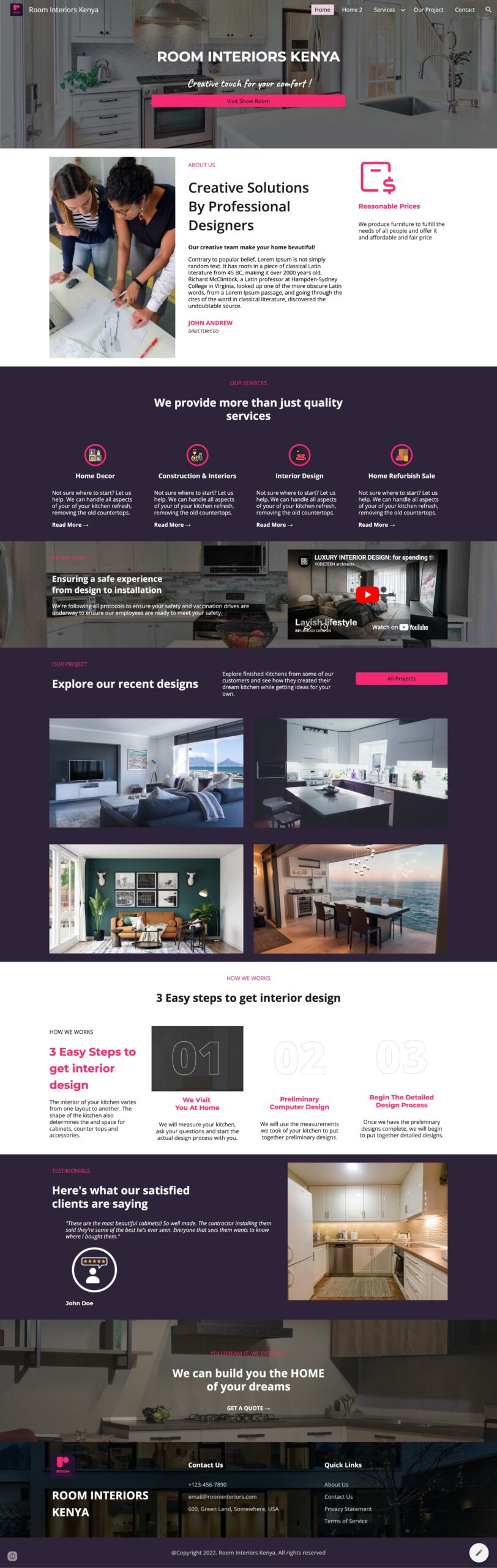 Google Sites template for Interior Designers - rahmanzeb.com